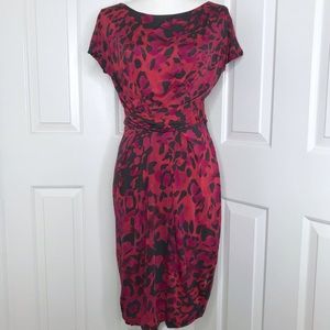 MAXMARA Red orange brownish gray jersey dress 42 8 medium